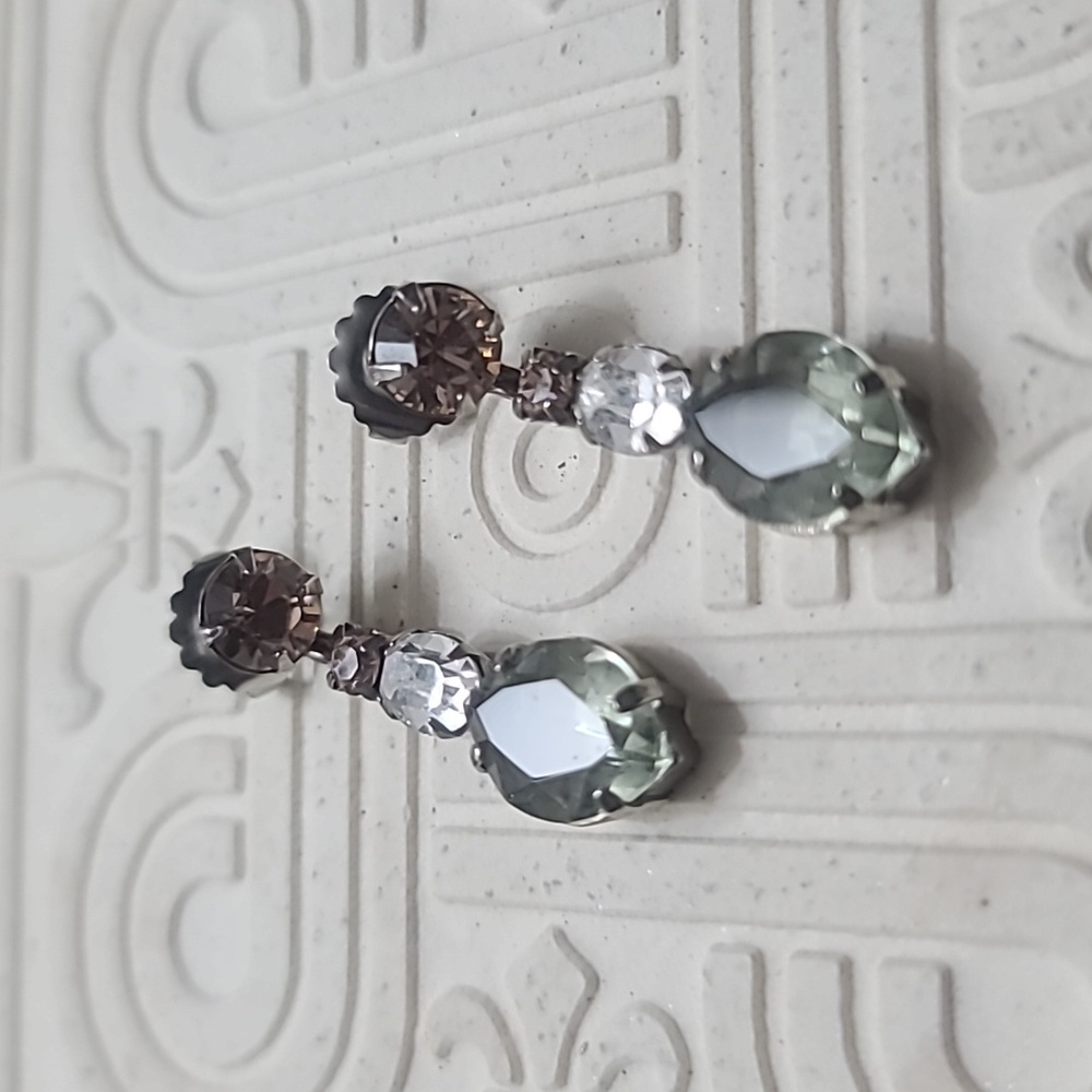 Sorrelli 4 Stone Pink and Seafoam Green Earrings